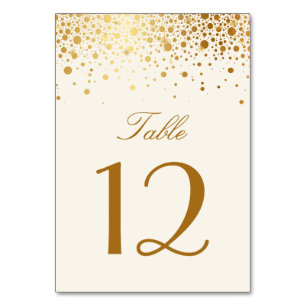 Faux Gold Foil Confetti Dots   Ivory Table Numbers