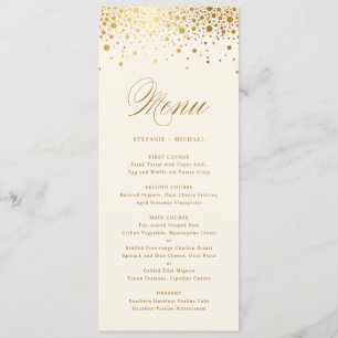 Faux Gold Foil Confetti Dots Ivory Vintage Menu