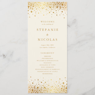 Faux Gold Foil Confetti Dots Ivory Wedding Program