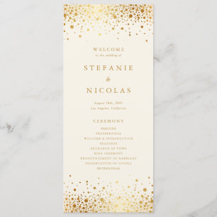 Faux Gold Foil Confetti Dots Ivory Wedding Program