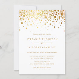 Faux Gold Foil Confetti Dots Wedding Invitation
