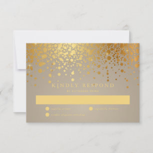 Faux Gold Foil Confetti Dots Wedding RSVP Card II