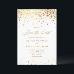 Faux Gold Foil Confetti Dots Wedding Save The Date<br><div class="desc">Add a touch of luxury and sparkle to your wedding announcement with this stunning Faux Gold Foil Confetti Save the Date Card. Featuring a beautiful confetti design with elegant faux gold foil accents. The delicate, flowing script perfectly complements the sparkling details, creating a timeless wedding announcement. Perfect for couples looking...</div>