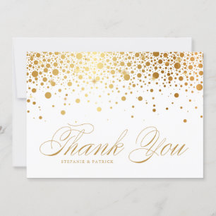Faux Gold Foil Confetti Dots Wedding Thank You Card
