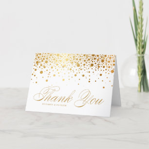 Faux Gold Foil Confetti Dots Wedding Thank You Card