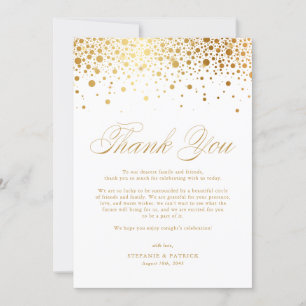 Faux Gold Foil Confetti Dots White Wedding Thank You Card