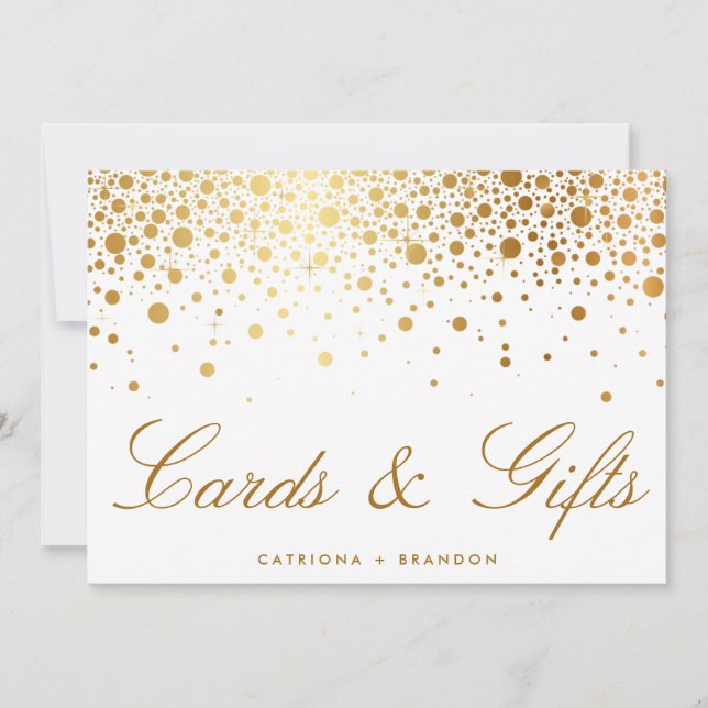 Faux Gold Foil Confetti Elegant Cards & Gifts Sign (Front)