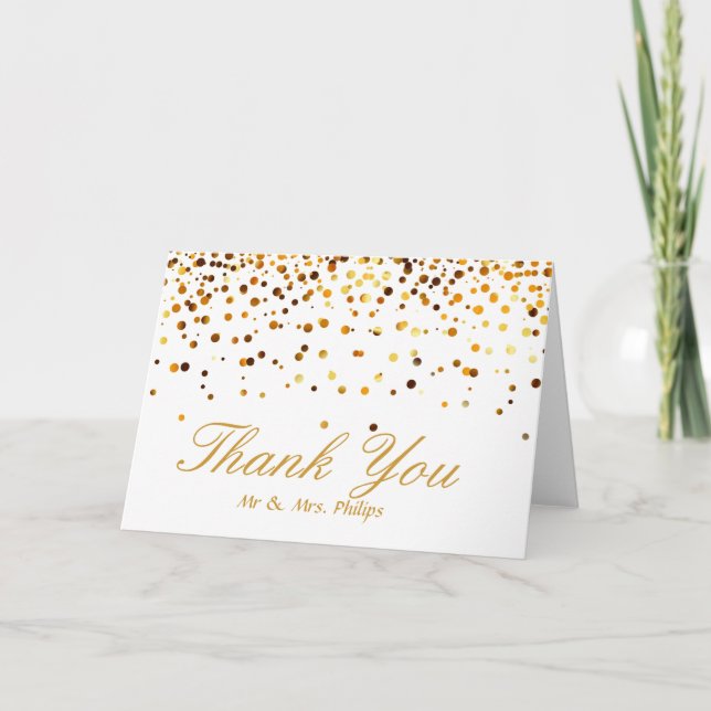 Faux Gold Foil Confetti Elegant Sparkles Thank You (Front)