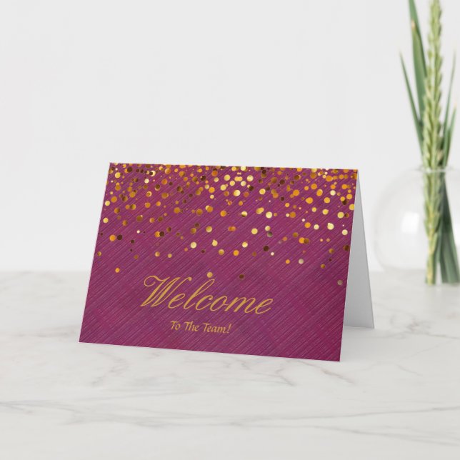 Faux Gold Foil Confetti Elegant Sparkles Welcome C Card (Front)