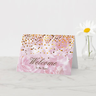 Faux Gold Foil Confetti Elegant Sparkles Welcome Card