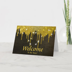 Faux Gold Foil Confetti Elegant Sparkles Welcome Card
