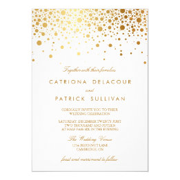 Faux Gold Foil Confetti Elegant Wedding Invitation