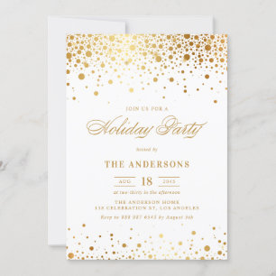 Faux Gold Foil Confetti Holiday Party Invitation