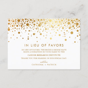 Faux Gold Foil Confetti In Lieu of Favours Enclosure Card