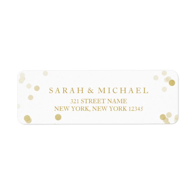 Faux Gold Foil Confetti Personalised Return Address Label (Front)