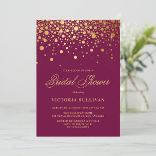 Faux Gold Foil Confetti Purple Bridal Shower Invitation