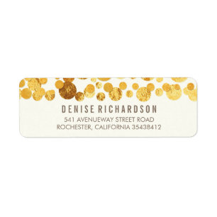Faux Gold Foil Confetti Return Address Label