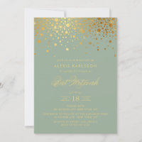 Faux Gold Foil Confetti Sage Green Bat Mitzvah