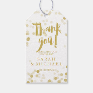 Faux Gold Foil Confetti Thank You Gift Tags