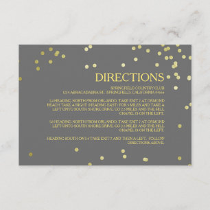 Faux Gold Foil Confetti Wedding Directions Insert