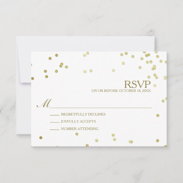 Faux Gold Foil Confetti Wedding RSVP (Front)