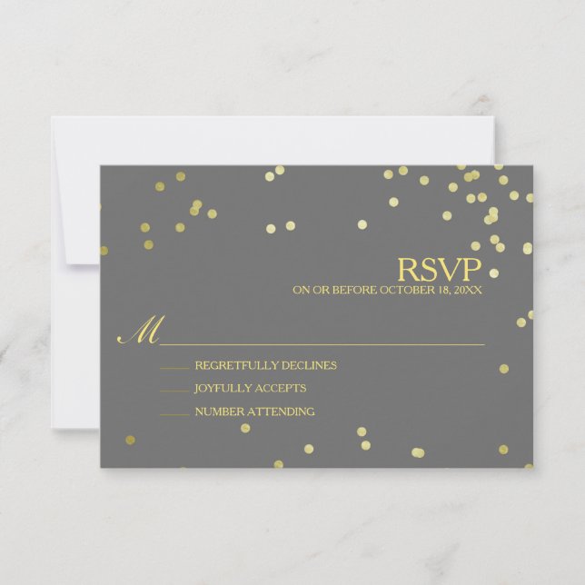 Faux Gold Foil Confetti Wedding RSVP (Front)