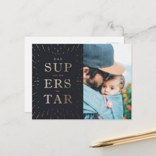 Faux Gold Foil Dad Is Superstar Father's Day Postcard