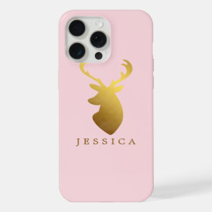 Faux Gold Foil Deer Head Personalised iPhone Case