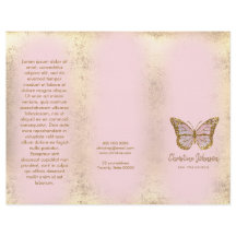 faux gold foil design pink butterfly brochure