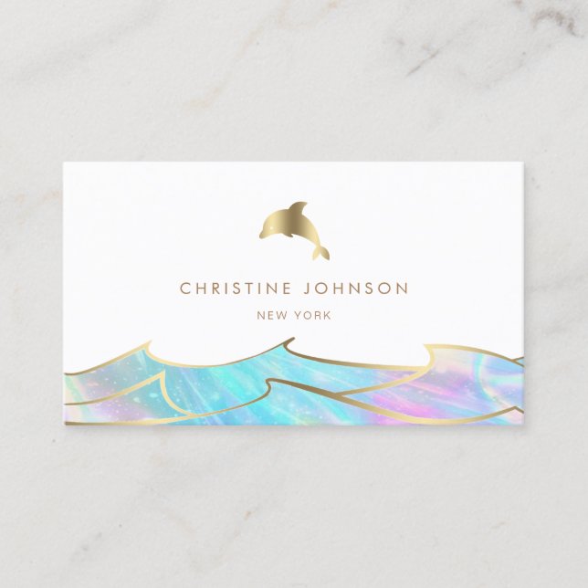 faux gold foil dolphin logo business card (Front)