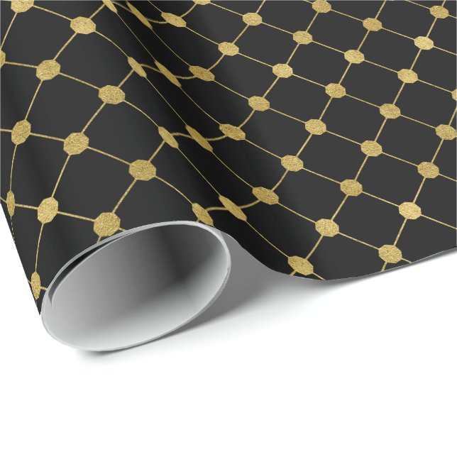 Faux Gold Foil Dot Pattern Holiday Wrapping Paper (Roll Corner)