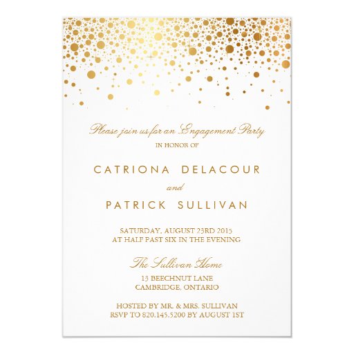 Faux Gold Foil Elegant Engagement Party Invitation  Zazzle