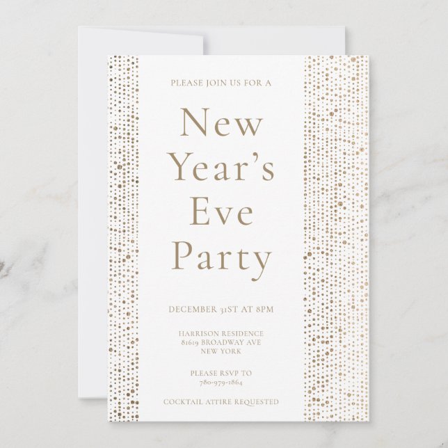 Faux Gold Foil Elegant New Years Eve Party Invite (Front)