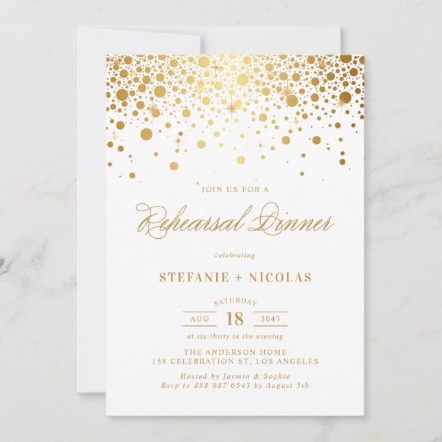 Faux Gold Foil Elegant Rehearsal Dinner Invitation (Front)