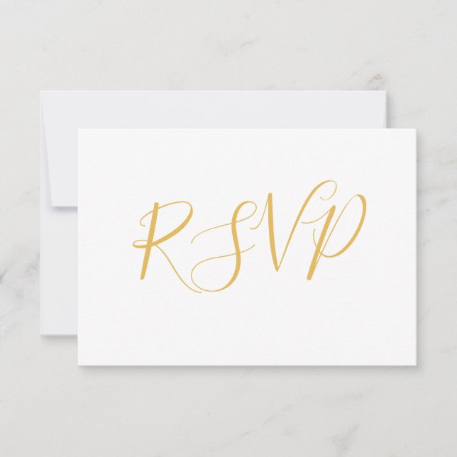 Faux Gold Foil Elegant | Wedding RSVP Postcard (Front)