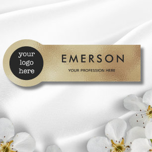 Faux Gold Foil Employee Name Logo Badge