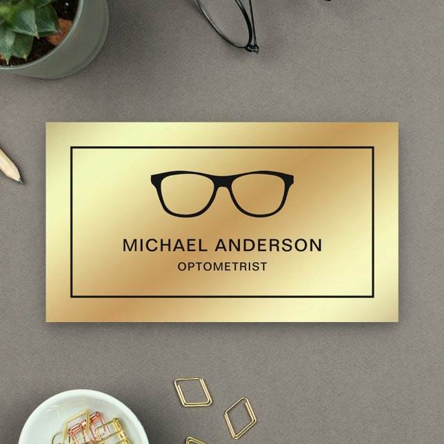 Faux Gold Foil Eyeglasses Eye Doctor Optometrist Business Card (Creator Uploaded)