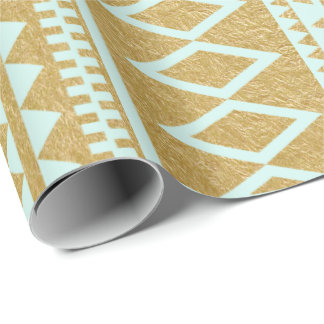 Faux Gold Foil Geometric Aztec Pattern Wrapping Paper