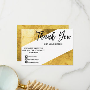Faux Gold Foil Geometric Media Insert Thank Than You Card