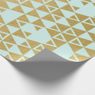 Faux Gold Foil Geometric Triangle Pattern Wrapping Paper