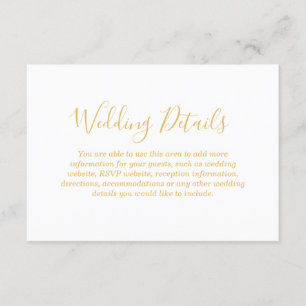 Faux Gold Foil Glamour Wedding Reception Details Enclosure Card