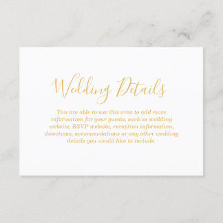 Faux Gold Foil Glamour | Wedding Reception Details Enclosure Card