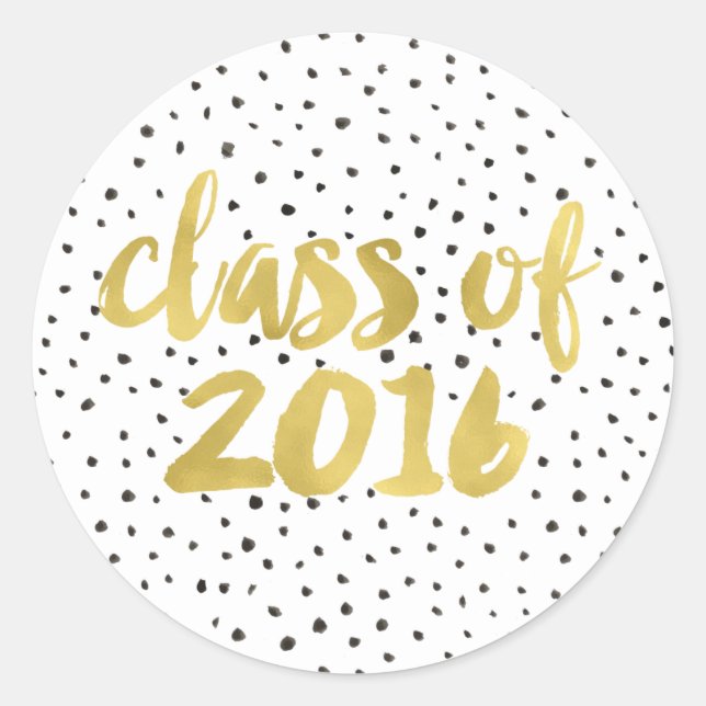Faux Gold Foil Graduation Classic Round Sticker (Front)