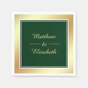 Faux Gold Foil Green Wedding Paper Napkin