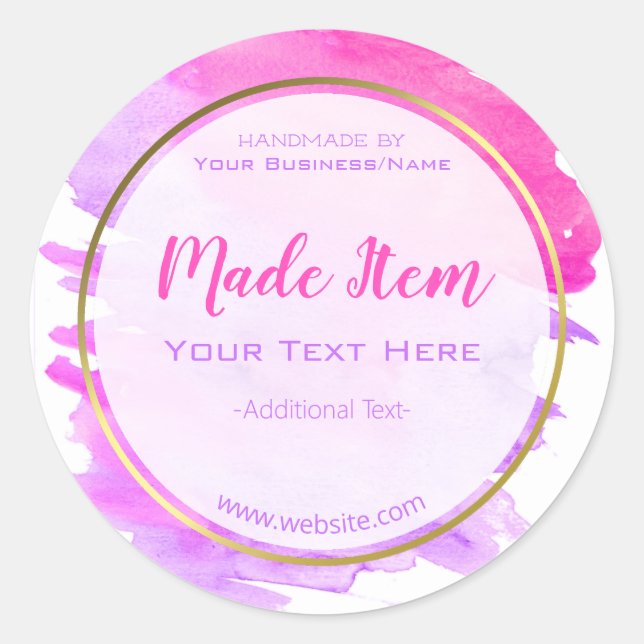 Faux Gold Foil Handmade Small Home Business Classic Round Sticker (Front)