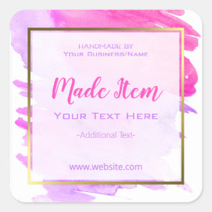 Faux Gold Foil Handmade Small Home Business Square Sticker