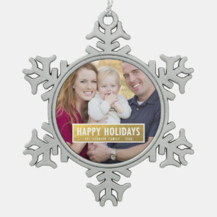 FAUX GOLD FOIL HOLIDAY PHOTO ORNAMENT