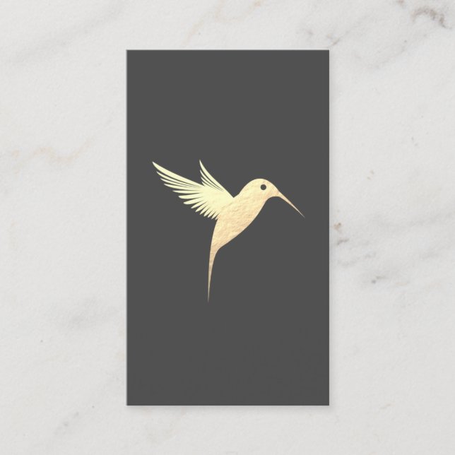 Faux Gold Foil Humming Bird Business Card (Front)