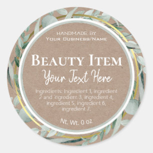 Faux Gold Foil Kraft Handmade Skin Care Business Classic Round Sticker