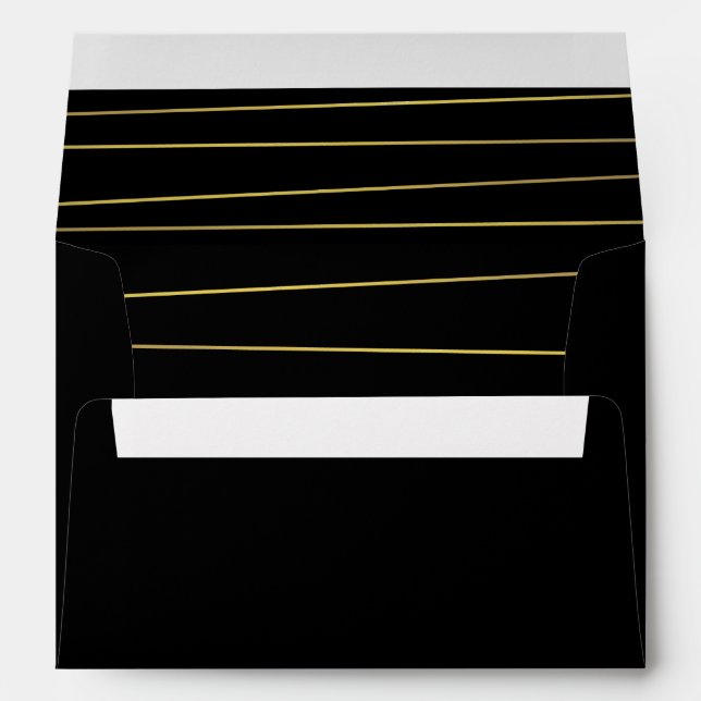 Faux Gold Foil Lines Pre-Addressed Envelope (Back (Bottom))